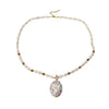 Wholesale Niche Fashion Freshwater Pearl Necklace With Mixed Gemstone Inlay Pendant And Electroplating Treatment