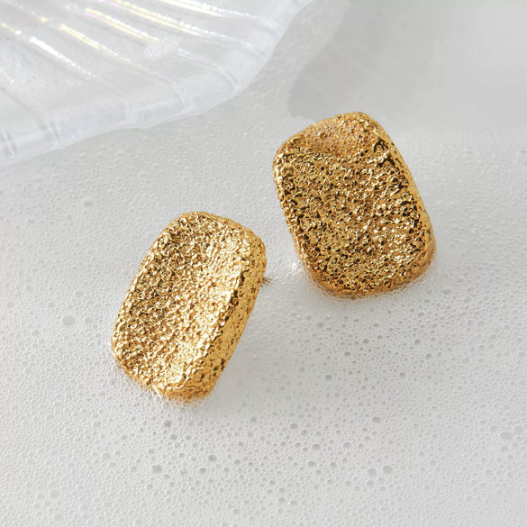 Wholesale Niche Fashion Geometric Arc Surface Frosted Earrings In 304 Stainless Steel With Golden Electroplating