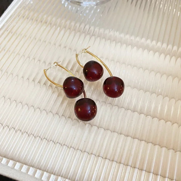 Wholesale Niche Fruit Style Resin And Plastic Silver Electroplated Pin Earrings For Women