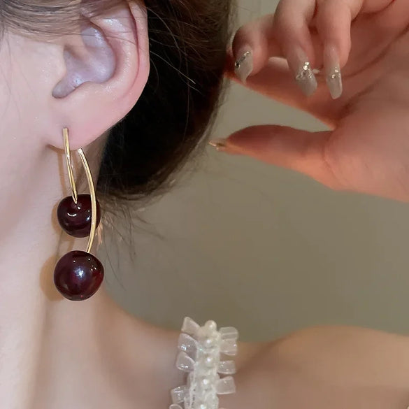 Wholesale Niche Fruit Style Resin And Plastic Silver Electroplated Pin Earrings For Women
