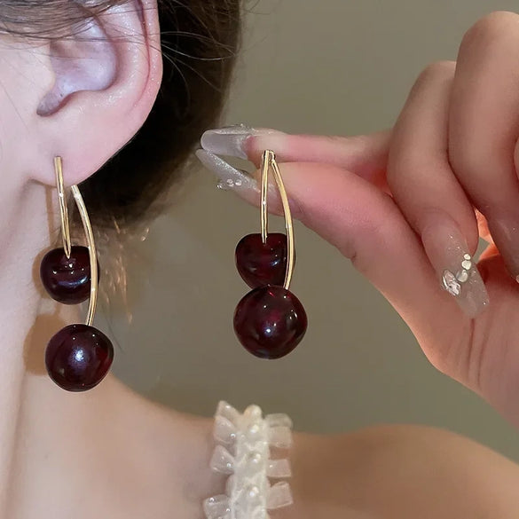 Wholesale Niche Fruit Style Resin And Plastic Silver Electroplated Pin Earrings For Women