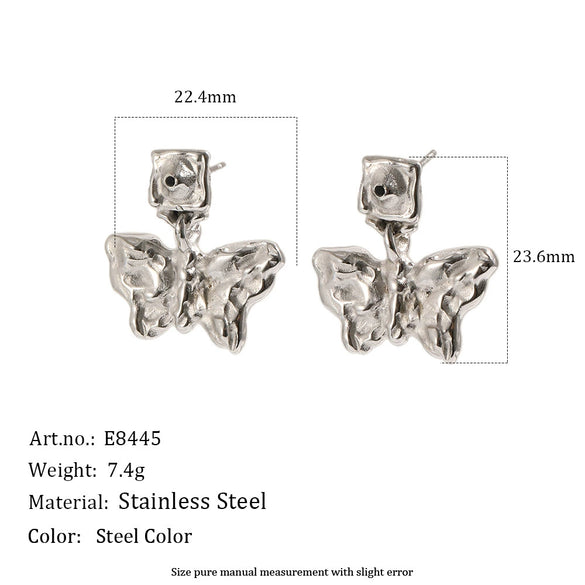 Wholesale Niche Geometric Butterflyshaped Stainless Steel 18K Goldplated Earrings For Women