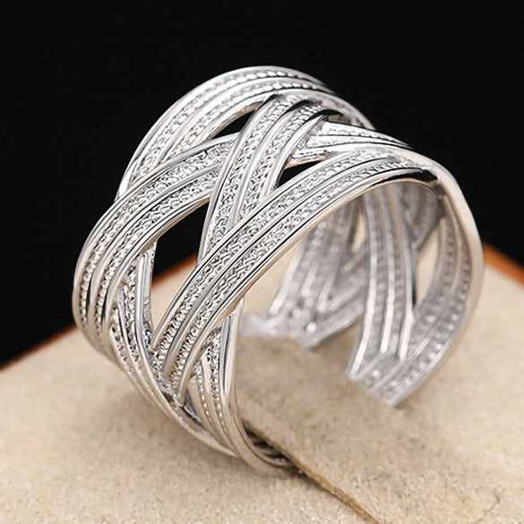 Wholesale Niche Geometric Copper Ring With Electroplating Design