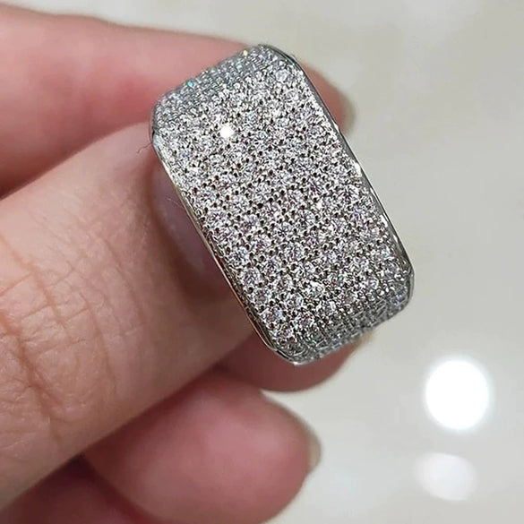 Wholesale Niche Geometric Copper Ring With Microinlaid Zircon