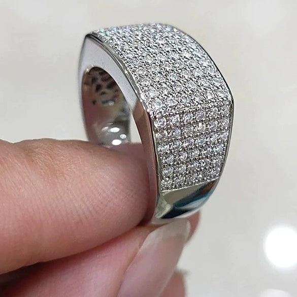 Wholesale Niche Geometric Copper Ring With Microinlaid Zircon