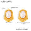 Wholesale Niche Geometric Hexagonal Imitation Pearl Titanium Steel 18K Gold Plated Earrings For Women