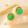 Wholesale Niche Geometric Resin And Titanium Steel Ice Cream Shaped Earrings Plated With 18K Gold