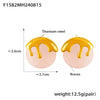 Wholesale Niche Geometric Resin And Titanium Steel Ice Cream Shaped Earrings Plated With 18K Gold