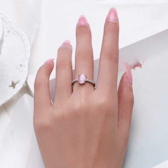 Wholesale Niche Geometric S925 Sterling Silver Inlaid Cat's Eye Ring For Women