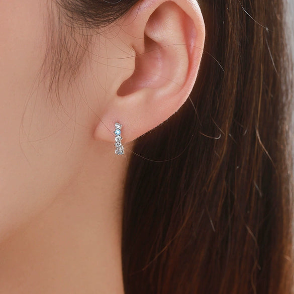 Wholesale Niche Geometric S925 Sterling Silver Inlaid Zircon Earrings For Women