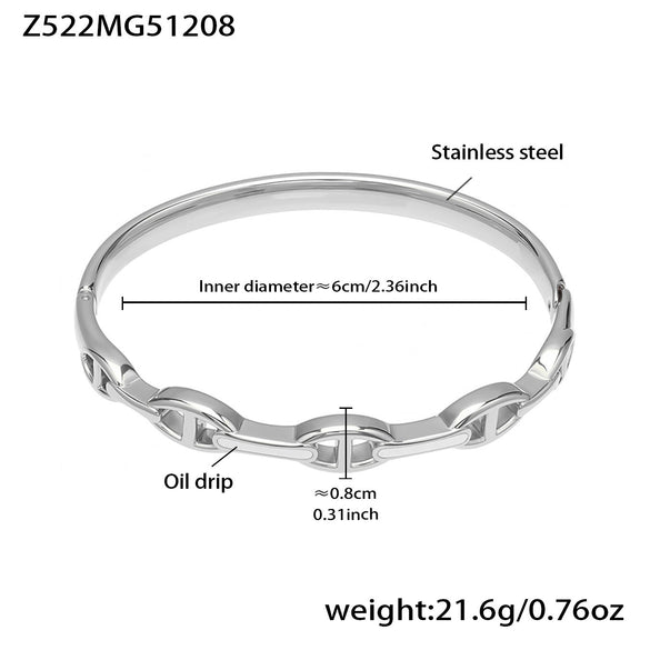 Wholesale Niche Geometric Stainless Steel Electroplated Oil Drop Buckle Open Bracelet