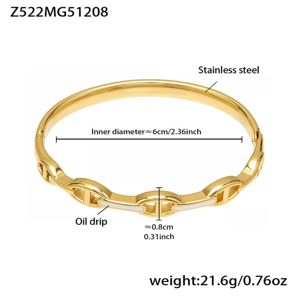 Wholesale Niche Geometric Stainless Steel Electroplated Oil Drop Buckle Open Bracelet