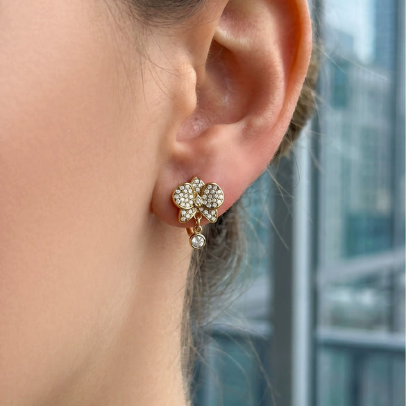Wholesale Niche Geometric Stainless Steel Electroplated Zircon Inlay Butterfly Pendant Earrings For Women