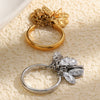 Wholesale Niche Geometric Stainless Steel 18K Goldplated Hammered Texture Ring For Women