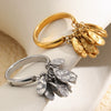 Wholesale Niche Geometric Stainless Steel 18K Goldplated Hammered Texture Ring For Women