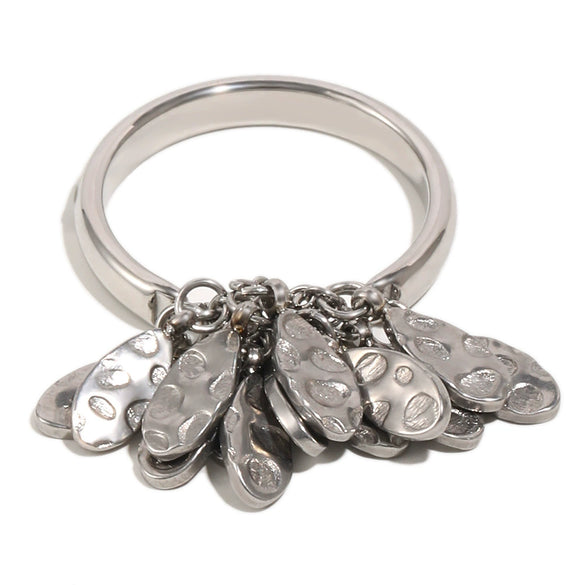 Wholesale Niche Geometric Stainless Steel 18K Goldplated Hammered Texture Ring For Women
