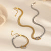 Wholesale Niche Geometric Stainless Steel Snake Bone Chain Necklace And Bracelet With Electroplating