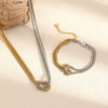 Wholesale Niche Geometric Stainless Steel Snake Bone Chain Necklace And Bracelet With Electroplating