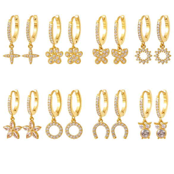 Wholesale Niche Geometric 316L Stainless Steel Zircon Handmade Electroplated Earrings Jewelry