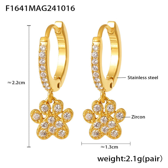 Wholesale Niche Geometric 316L Stainless Steel Zircon Handmade Electroplated Earrings Jewelry
