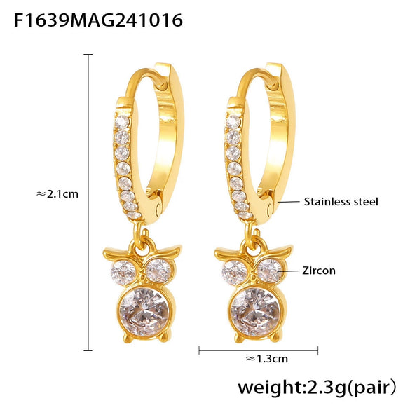 Wholesale Niche Geometric 316L Stainless Steel Zircon Handmade Electroplated Earrings Jewelry