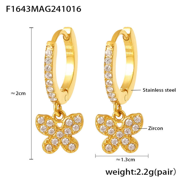 Wholesale Niche Geometric 316L Stainless Steel Zircon Handmade Electroplated Earrings Jewelry