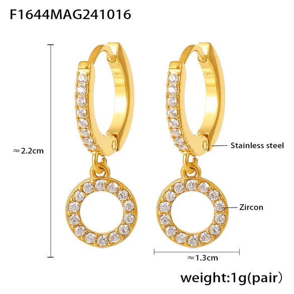 Wholesale Niche Geometric 316L Stainless Steel Zircon Handmade Electroplated Earrings Jewelry