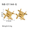 Wholesale Niche Geometric Stitching Earrings In Stainless Steel With 18K Vacuum Plating For Women
