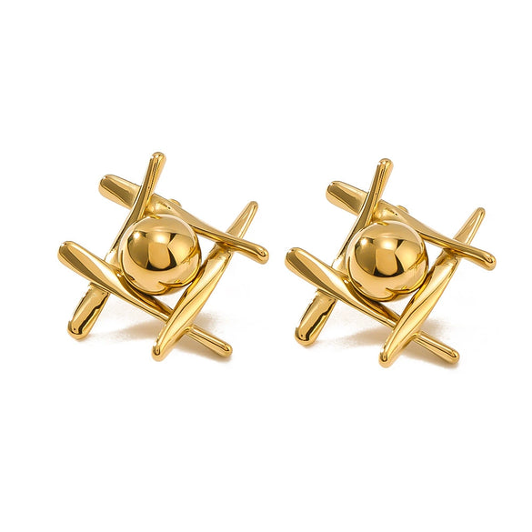 Wholesale Niche Geometric Stitching Earrings In Stainless Steel With 18K Vacuum Plating For Women