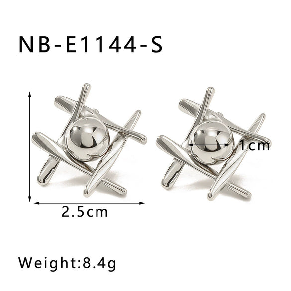 Wholesale Niche Geometric Stitching Earrings In Stainless Steel With 18K Vacuum Plating For Women