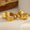 Wholesale Niche Geometric Style Stainless Steel 18K Goldplated Wide Hammered Texture Open Ring For Women