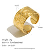 Wholesale Niche Geometric Style Stainless Steel 18K Goldplated Wide Hammered Texture Open Ring For Women