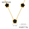 Wholesale Niche Geometric 316L Stainless Steel Jewelry Set Inlaid With Singlesided White Shell Turquoise In Flower Shape And Chain Pattern With Electroplating Treatment For Unisex