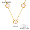 Wholesale Niche Geometric 316L Stainless Steel Jewelry Set Inlaid With Singlesided White Shell Turquoise In Flower Shape And Chain Pattern With Electroplating Treatment For Unisex