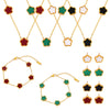 Wholesale Niche Geometric 316L Stainless Steel Jewelry Set Inlaid With Singlesided White Shell Turquoise In Flower Shape And Chain Pattern With Electroplating Treatment For Unisex