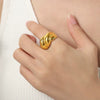 Wholesale Niche Geometric Twisted Design Titanium Steel Goldplated Unisex Ring