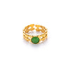 Wholesale Niche Geometric U Shape Titanium Steel Natural Stone Electroplated Open Ring For Women