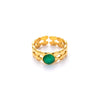 Wholesale Niche Geometric U Shape Titanium Steel Natural Stone Electroplated Open Ring For Women
