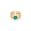 Wholesale Niche Geometric U Shape Titanium Steel Natural Stone Electroplated Open Ring For Women