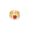 Wholesale Niche Geometric U Shape Titanium Steel Natural Stone Electroplated Open Ring For Women