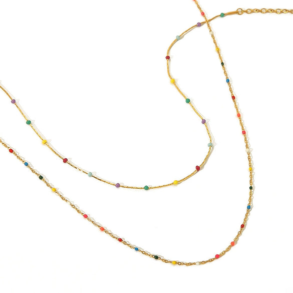 Wholesale Niche Geometric Ushape Titanium Steel 18K Gold Electroplated Women's Beaded Clavicle Necklace