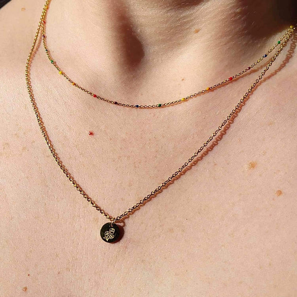 Wholesale Niche Geometric Ushape Titanium Steel 18K Gold Electroplated Women's Beaded Clavicle Necklace