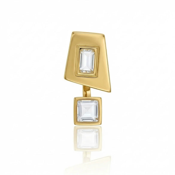 Wholesale Niche Highend Geometric Electroplated Stainless Steel Earrings With Irregular Trapezoidal And Square Zircon