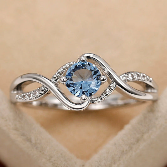 Wholesale Niche Highend Light Luxury Women's Copper Zircon Waveshaped Geometric Ring