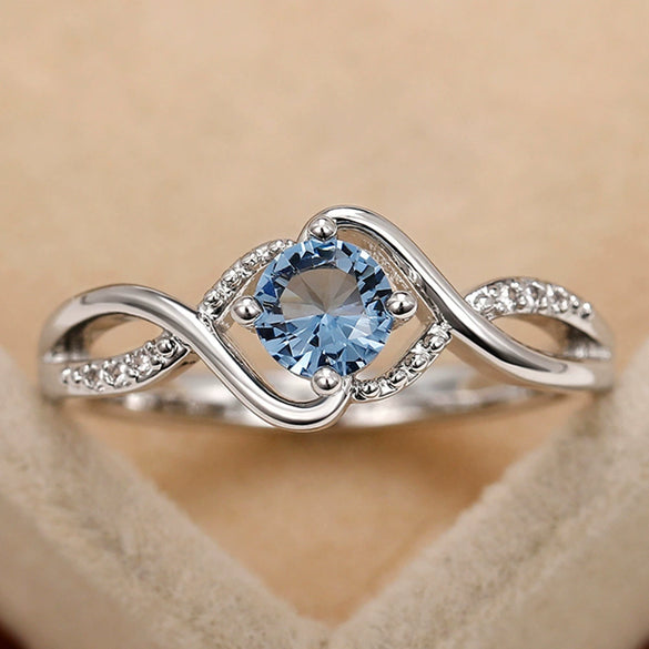Wholesale Niche Highend Light Luxury Women's Copper Zircon Waveshaped Geometric Ring