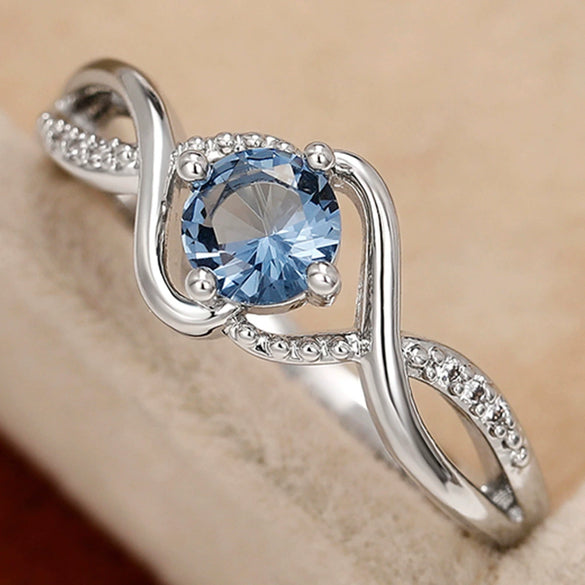 Wholesale Niche Highend Light Luxury Women's Copper Zircon Waveshaped Geometric Ring
