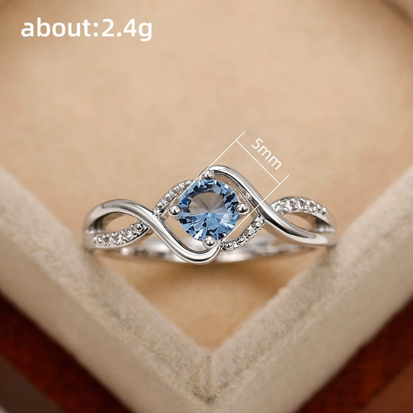 Wholesale Niche Highend Light Luxury Women's Copper Zircon Waveshaped Geometric Ring