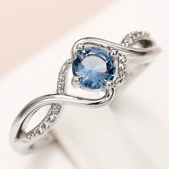 Wholesale Niche Highend Light Luxury Women's Copper Zircon Waveshaped Geometric Ring