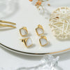 Wholesale Niche Highgrade Stainless Steel Fanshaped Geometric Inlaid Earrings For Women