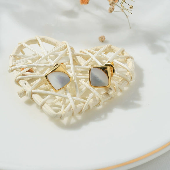 Wholesale Niche Highgrade Stainless Steel Fanshaped Geometric Inlaid Earrings For Women